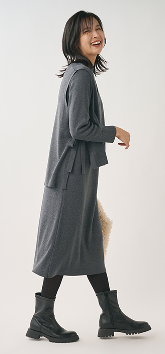 ニットベストアンサンブルワンピース