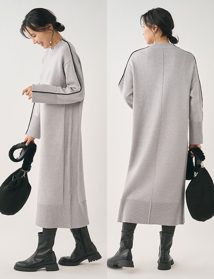 タフニット配色ワンピース