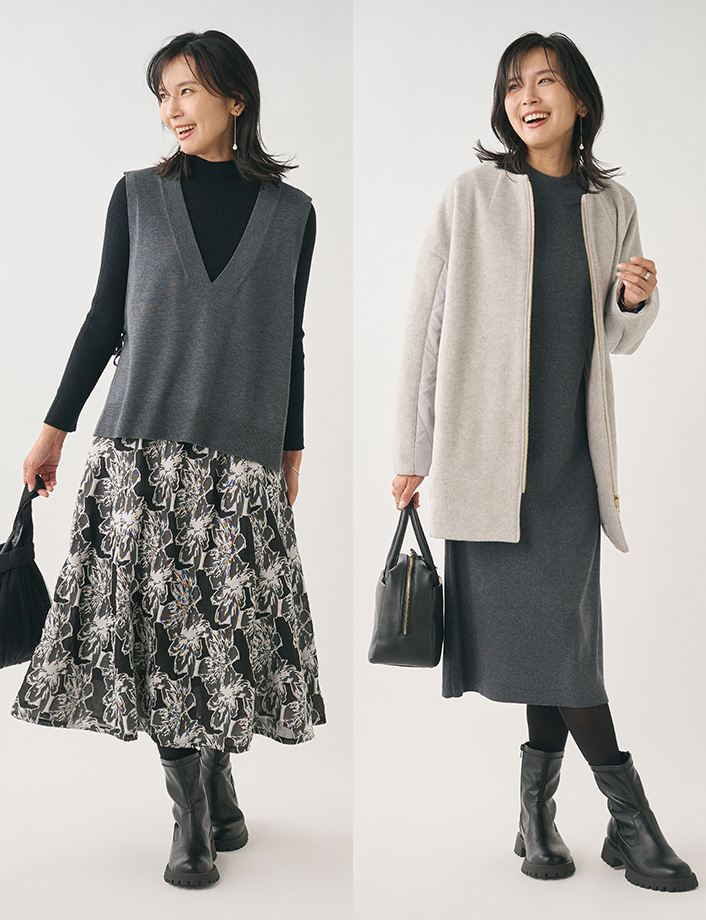 ニットベストアンサンブルワンピース