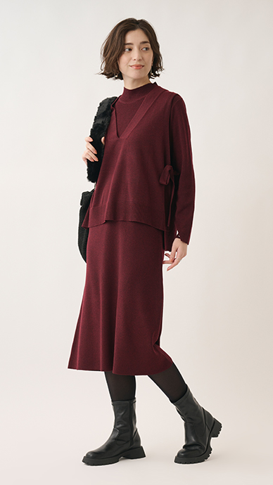 ニットベストアンサンブルワンピース