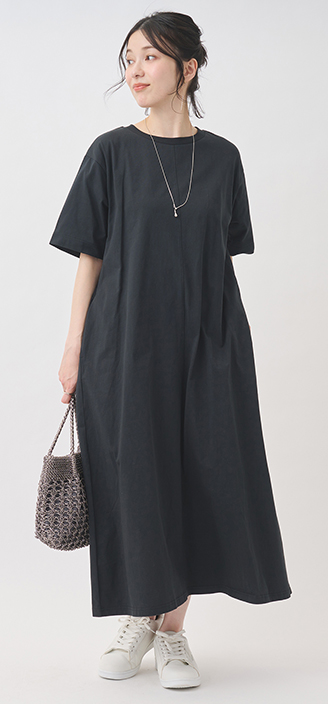 冷感コットンTシャツワンピース