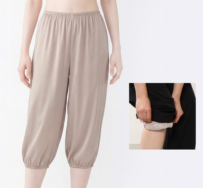裾ゴム付きで、上のパンツを挟み込みOK トイレ時の裾汚れガードとしても活躍し、毎日の ストレスを軽減。 静電気防止裾ゴム入りペチパンツ
