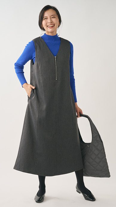 ハーフジップジャンパースカート