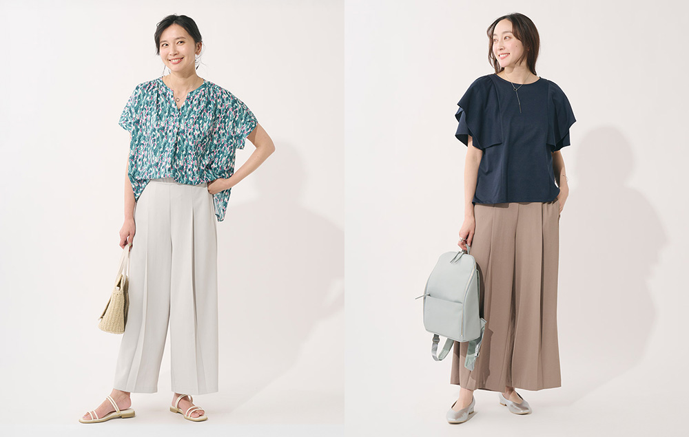 さらてろフロントタックストレッチパンツ