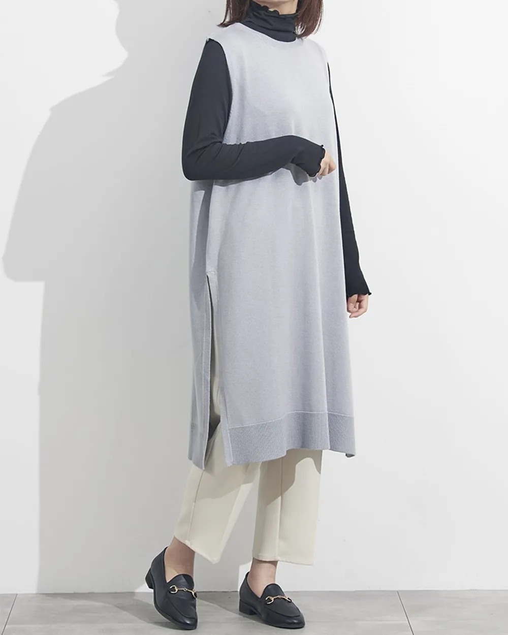ロングニットベスト