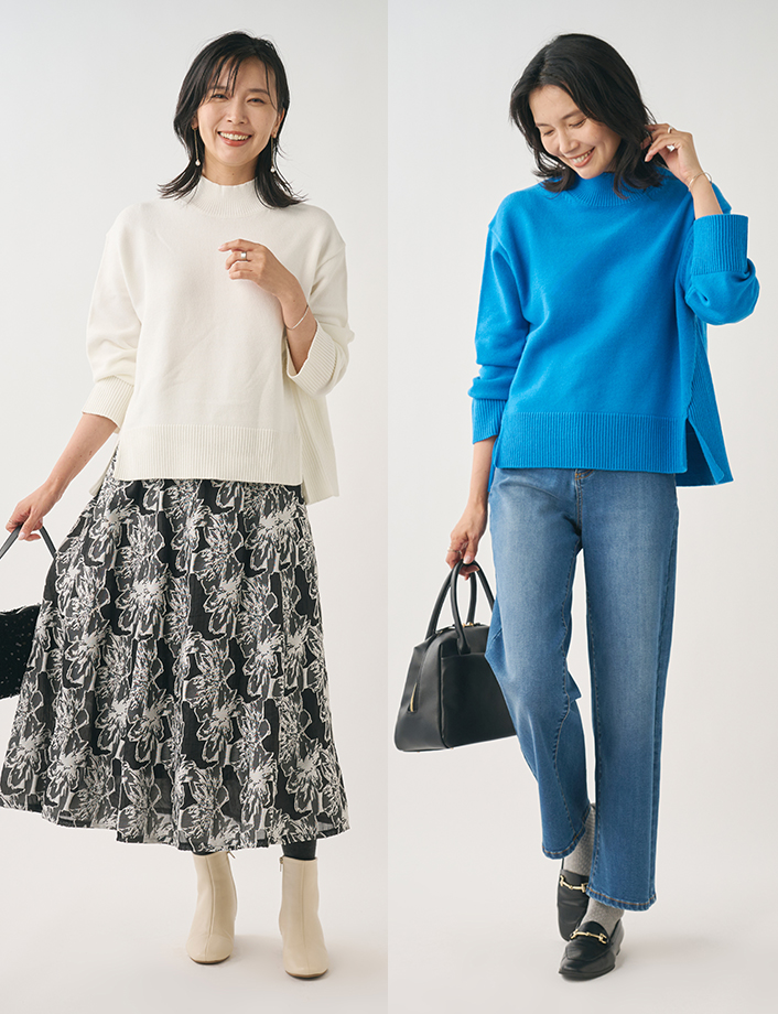 タフニットハイネックトップス