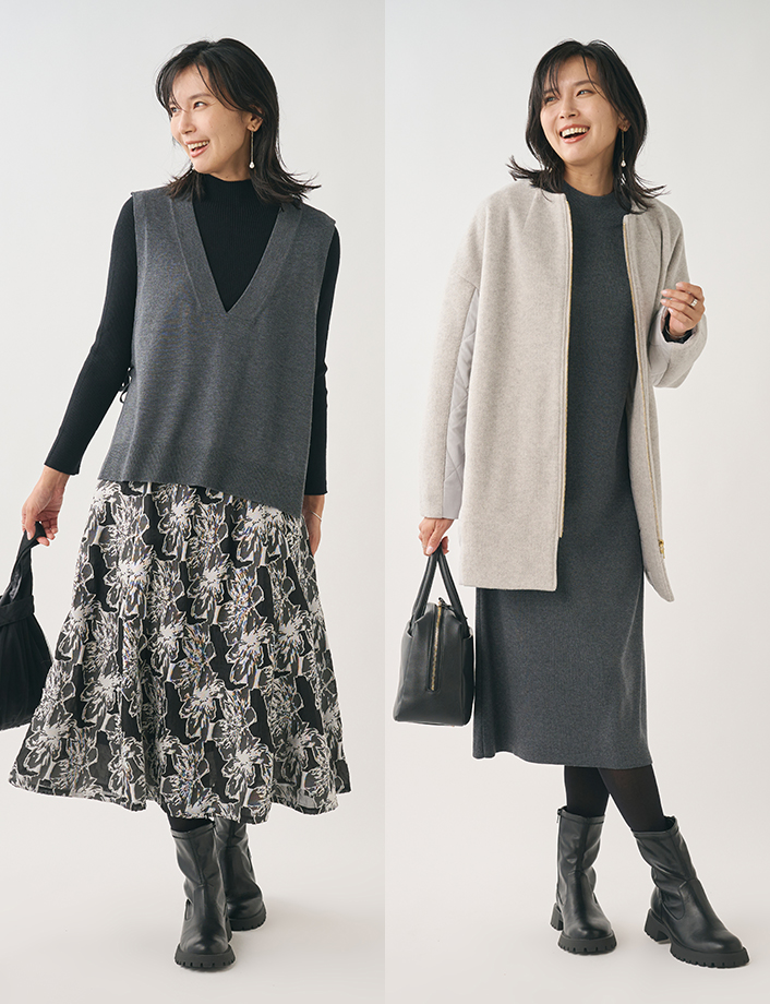 ニットベストアンサンブルワンピース