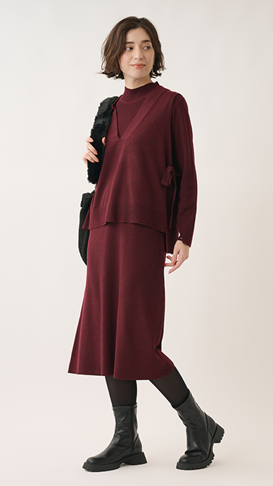 ニットベストアンサンブルワンピース