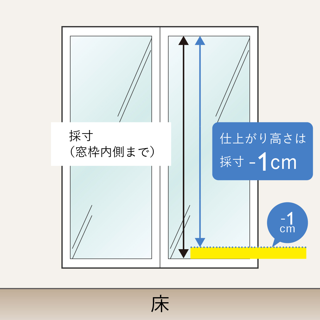 天井付け掃出し窓の長さの測り方