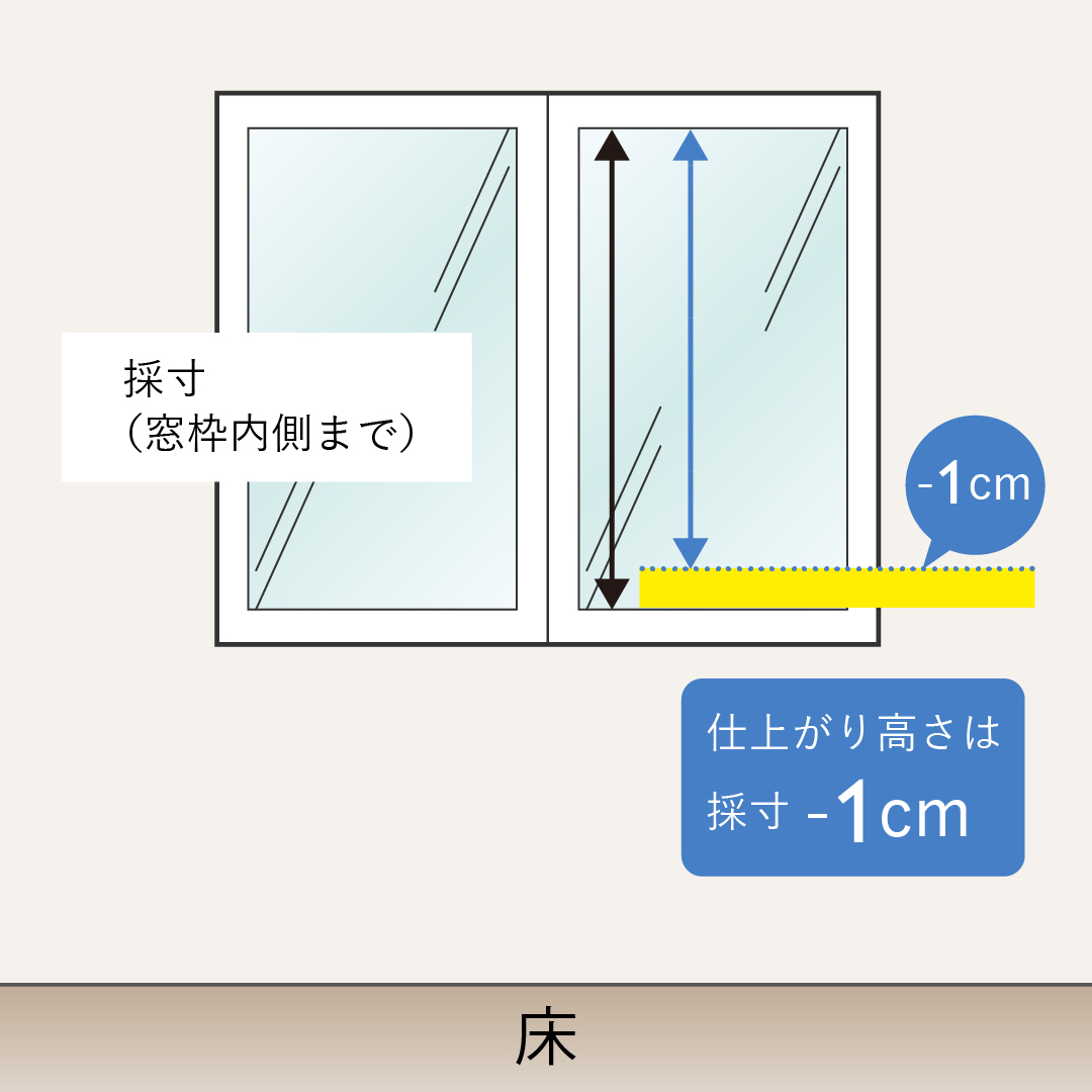 天井付け腰窓の長さの測り方