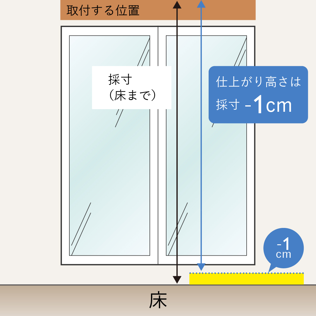 正面付け掃出し窓の長さの測り方