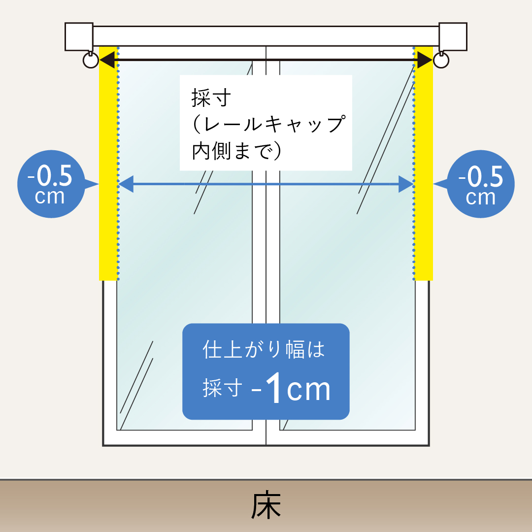 レール取付掃出し窓の幅の測り方