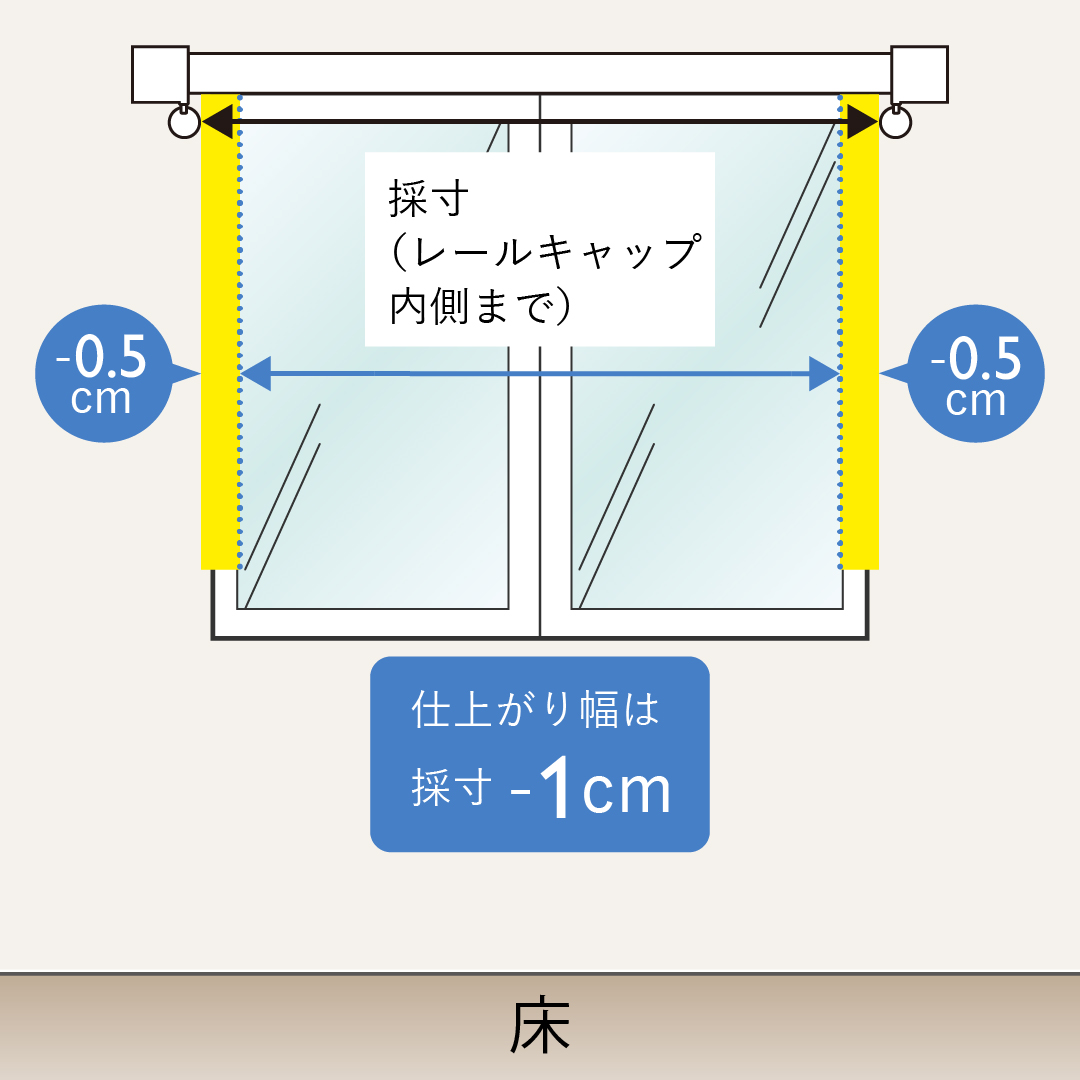 レール取付腰窓の幅の測り方