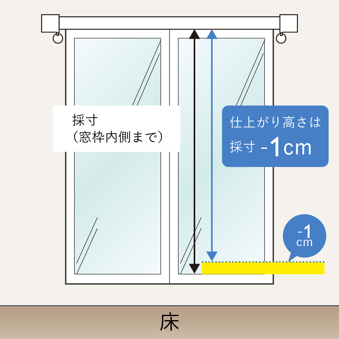 レール取付掃出し窓の長さの測り方