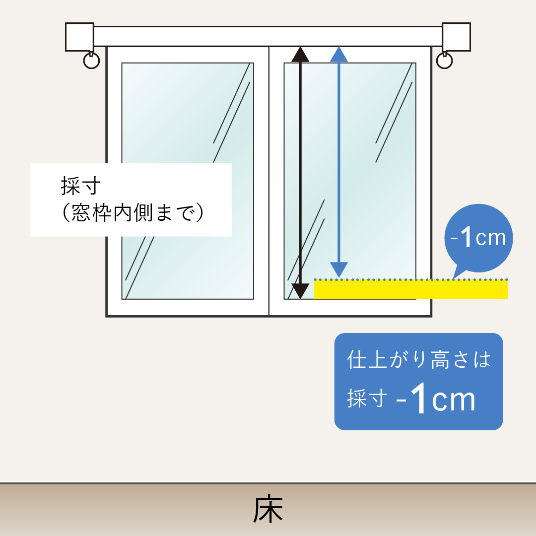 レール取付腰窓の長さの測り方